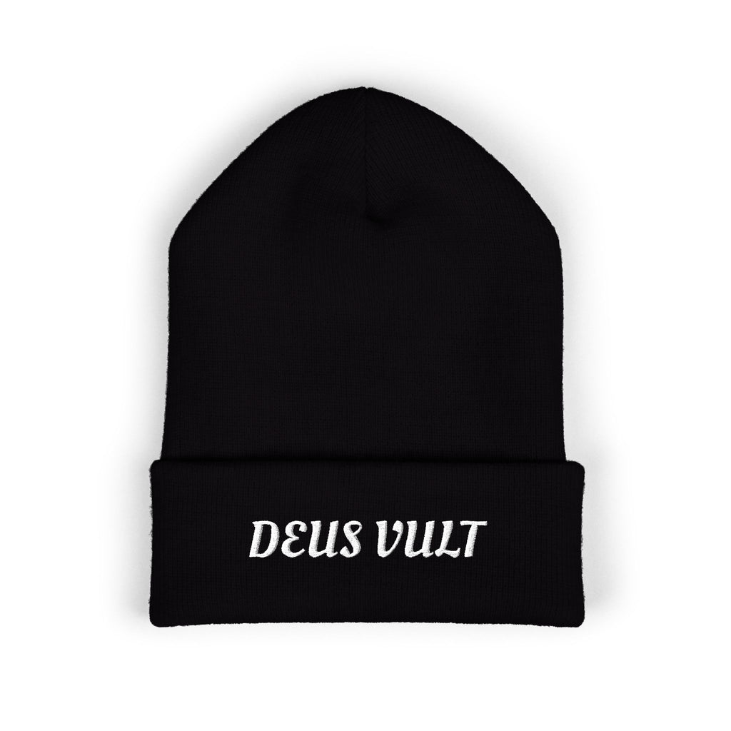 Deus Vult Embroidered Cuffed Beanie Unisex - Military Green