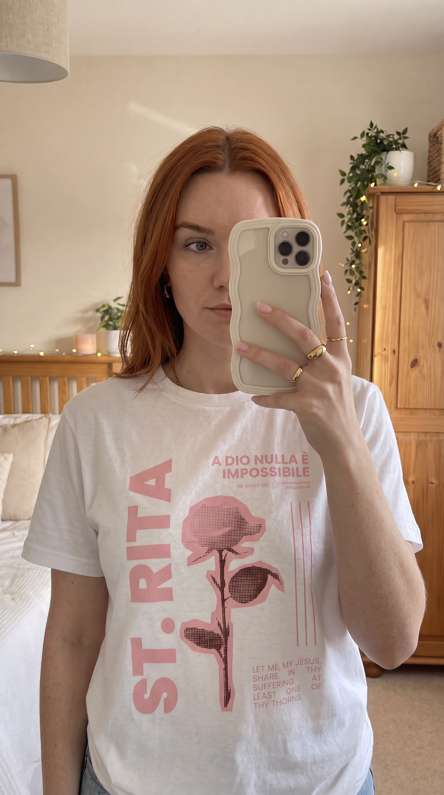 St. Rita of Cascia Women's Tee — "Nothing Is Impossible With God"