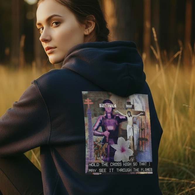 St. Joan of Arc - For Faith and Country - Premium Unisex Hoodie — worn