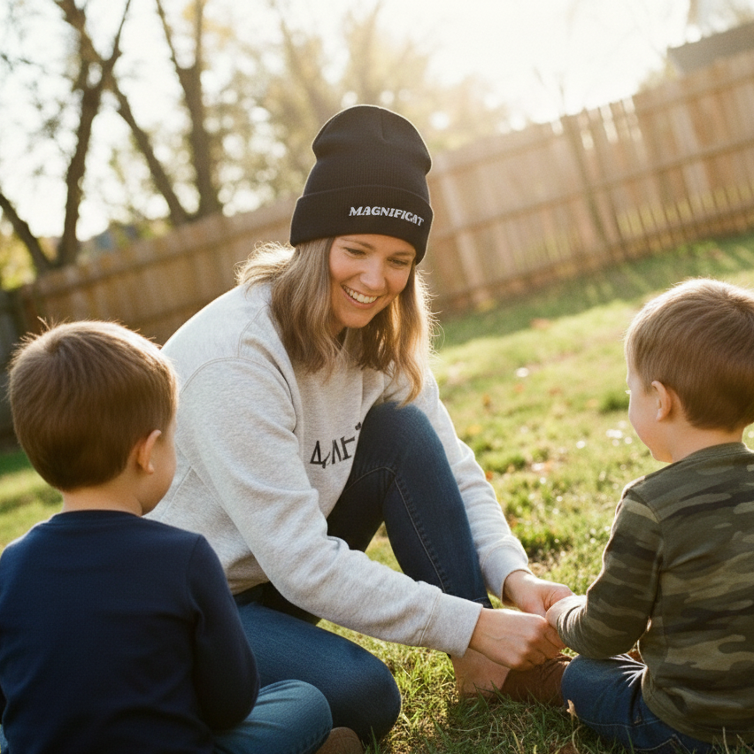 Magnificat Embroidered Cuffed Beanie Unisex
