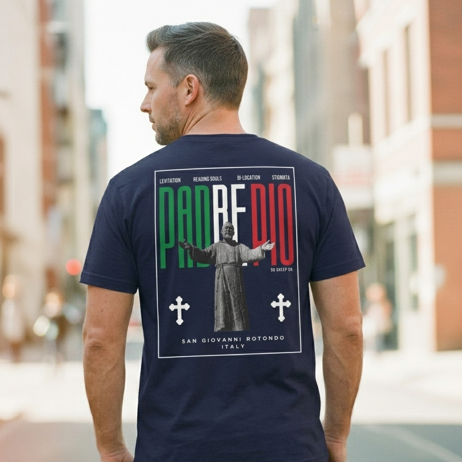 Padre Pio × Italy — "Pray, Hope, Don't Worry" Tee | Saints of the Pitch