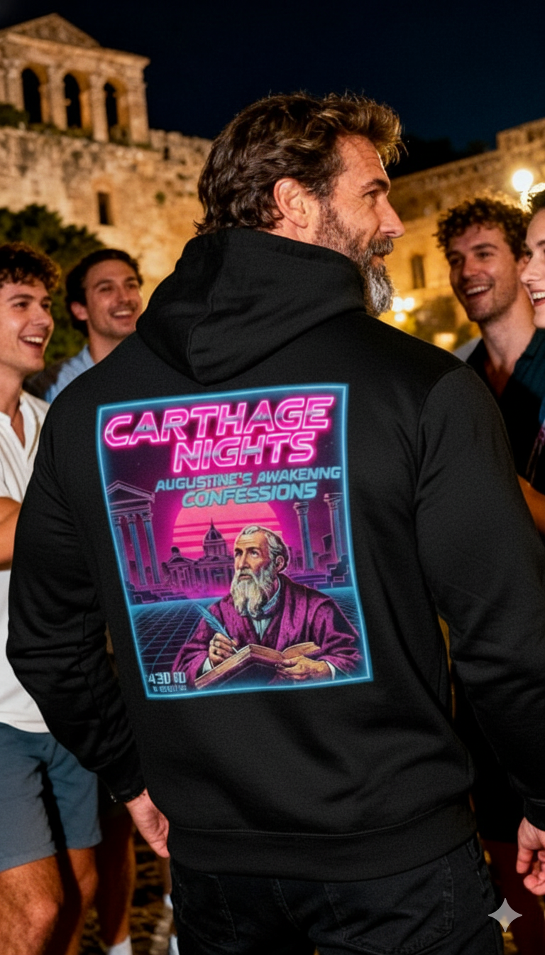 Carthage Nights - St. Augustine - Premium Retro Vaporware Unisex Hoodie
