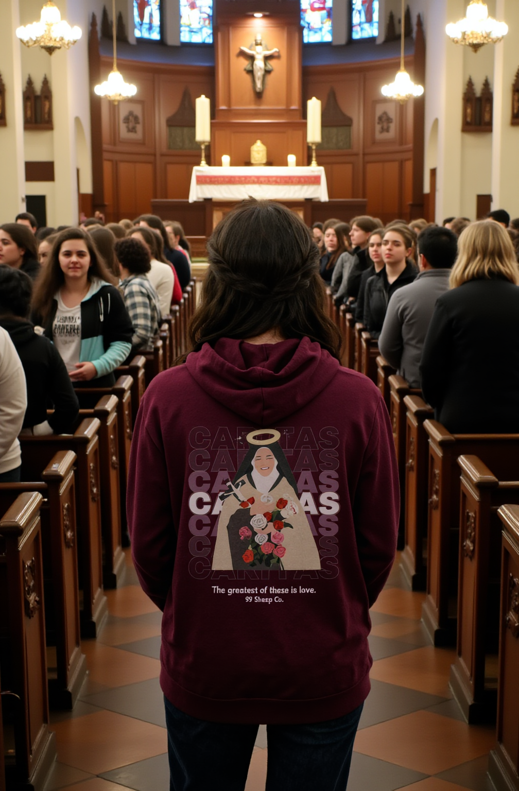 Caritas - St. Therese of Lisieux - Premium Unisex Hoodie - 99 Sheep Signature Collection